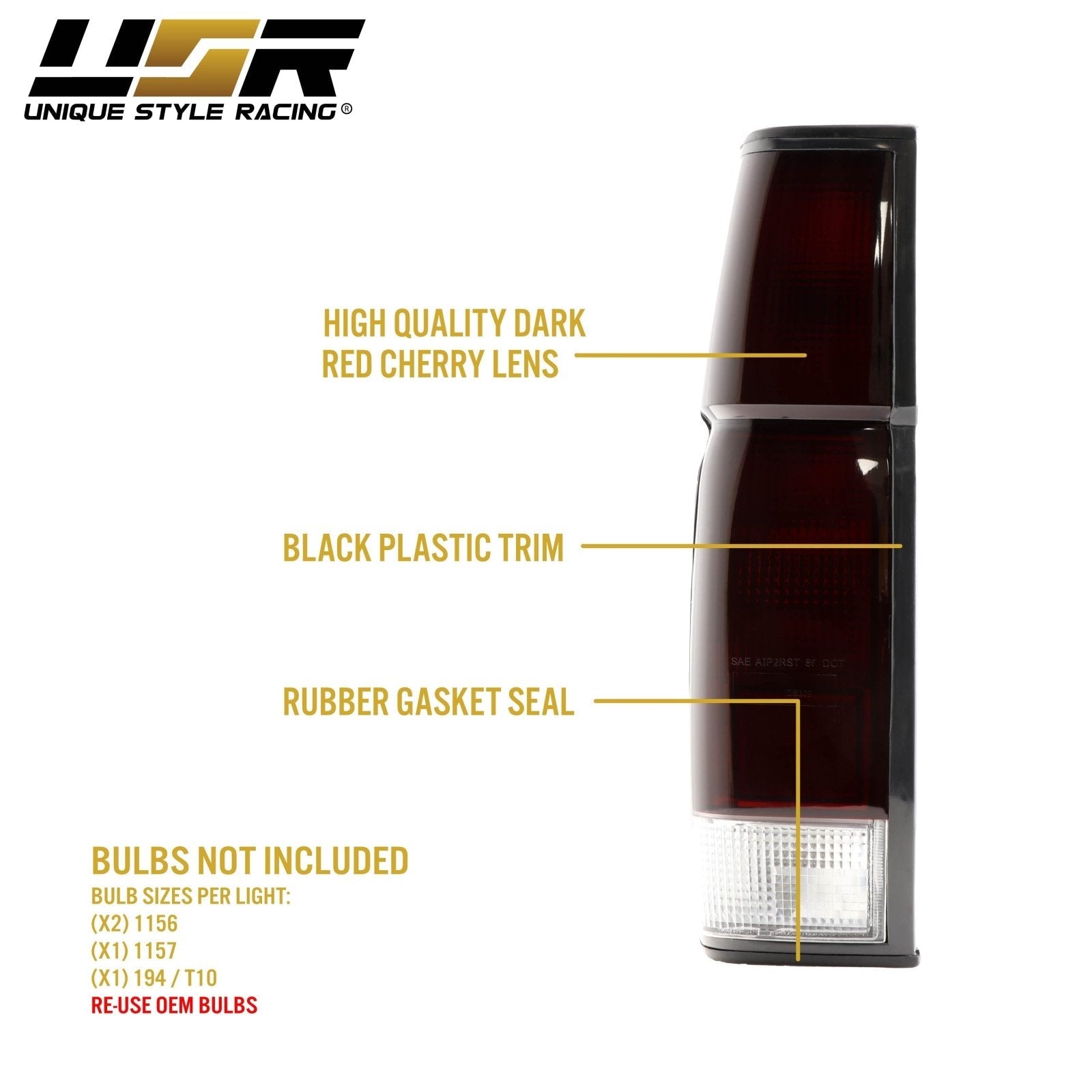 1986-1997 Nissan Hardbody Pickup Truck Dark Red Lens Tail Lights