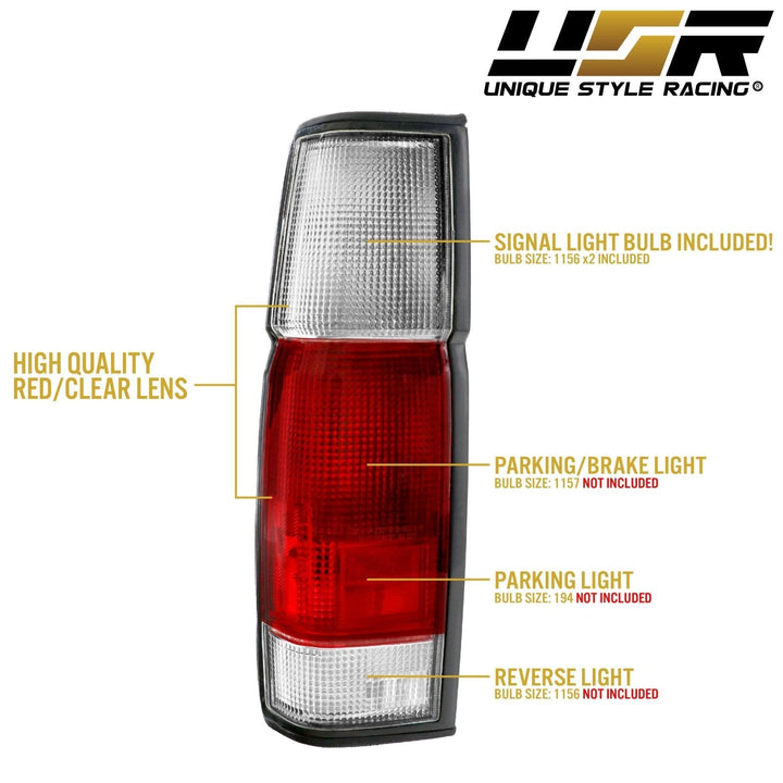 1986 - 1997 - Nissan Hardbody Pickup Truck Red / Clear Tail Lights