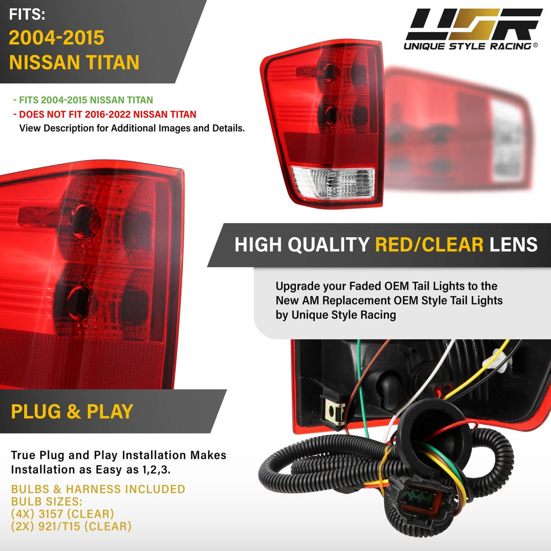 2004 - 2015 Nissan Titan Direct Replacement Tail Lights