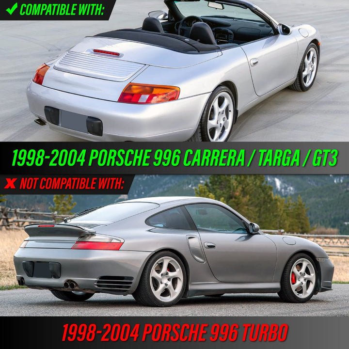 1998-2004 Porsche 996 Carrera, Targa, GT3 991.2 Style Black Housing Clear Lens with Red LED Light Bar Tail Lights