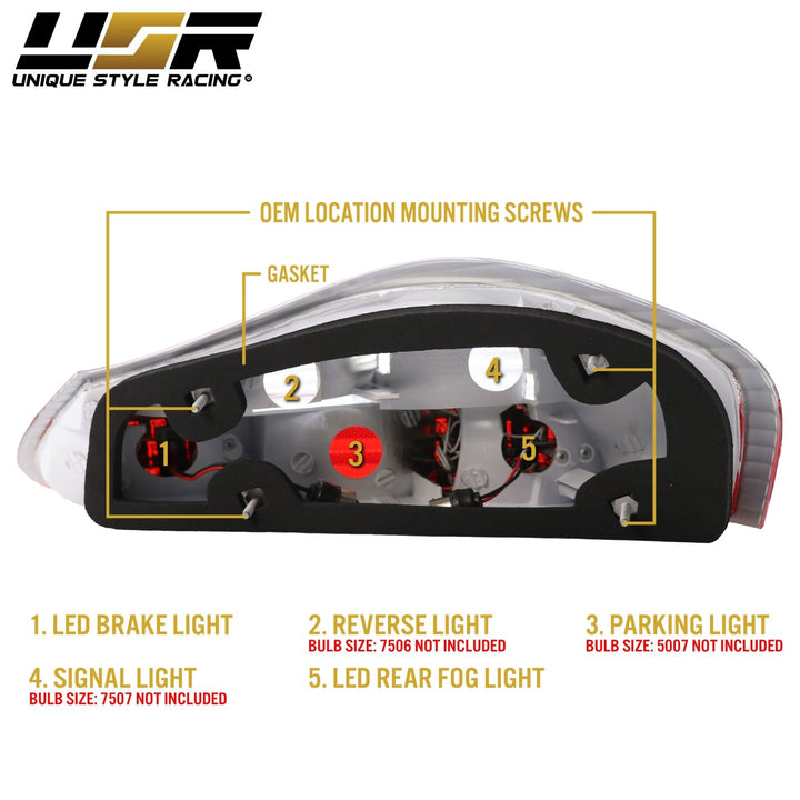 1997-2004 Porsche Boxster 986 Chassis Roadster Red/Clear or Red/Smoke LED Rear Tail Light

#lens-color_red-clear-lens