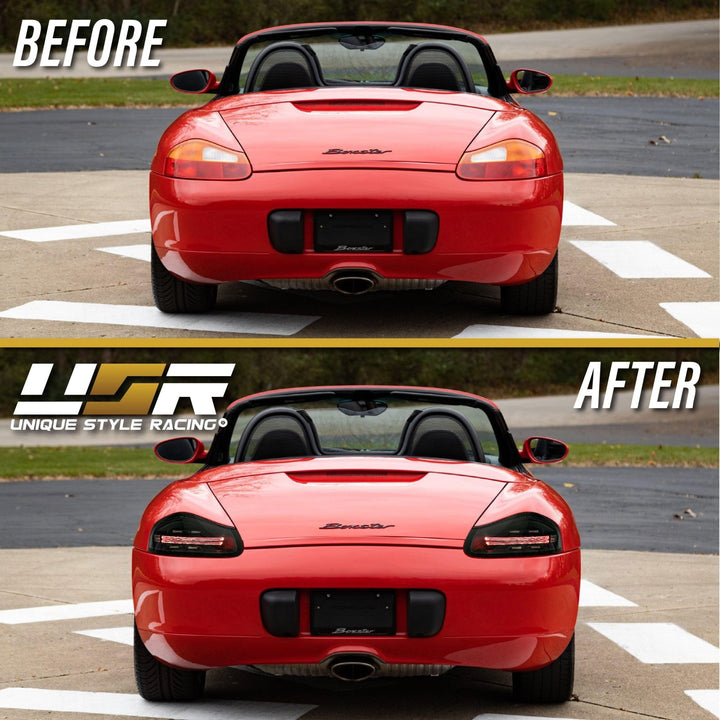 1997 - 2004 Porsche Boxster 986 Chassis 718 Style Black/Red or Smoke/Clear Lens LED Light Bar Tail Lights