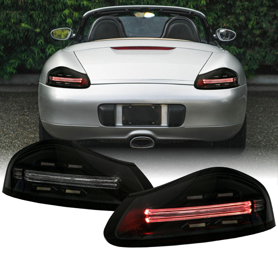 1997 - 2004 Porsche Boxster 986 Chassis 718 Style Black/Red or Smoke/Clear Lens LED Light Bar Tail Lights