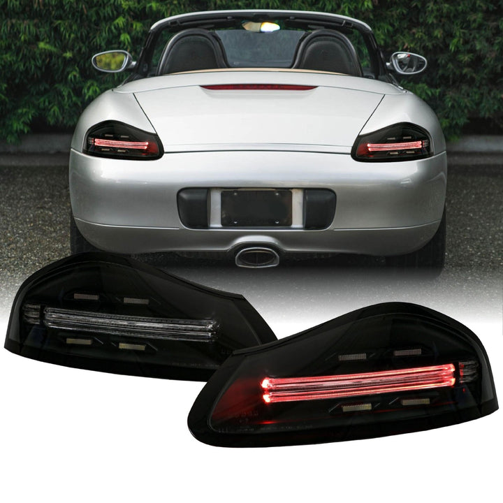 1997 - 2004 Porsche Boxster 986 Chassis 718 Style Black/Red or Smoke/Clear Lens LED Light Bar Tail Lights