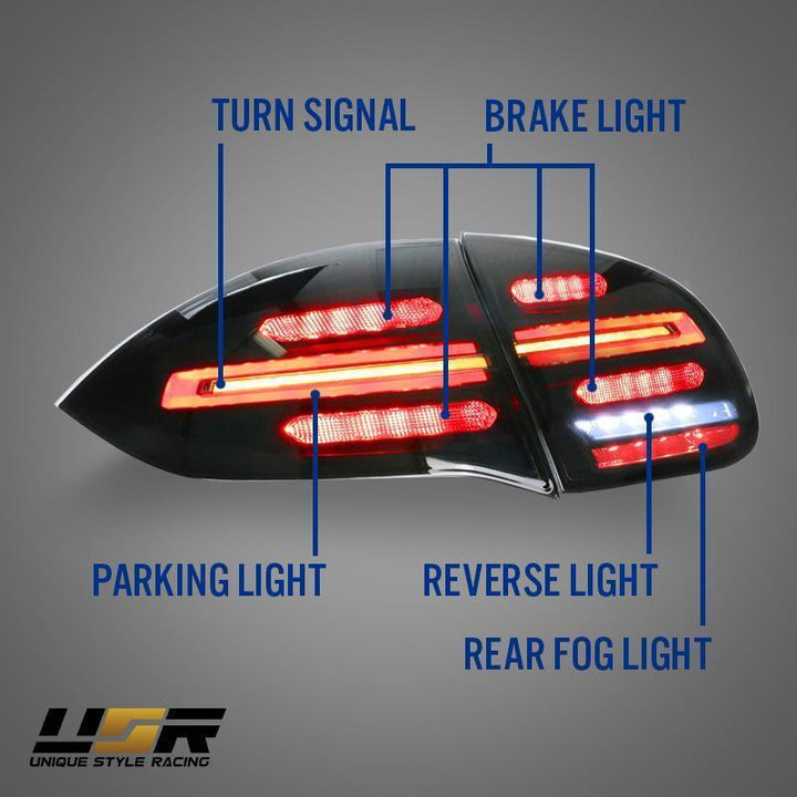 2011 - 2014 Porsche Cayenne 958 USR Facelift Style Full LED Clear or Smoke or GTS Dark Red Smoke Rear Tail Light