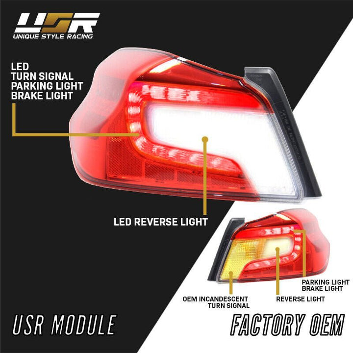 2015 - 2020 Subaru WRX JDM Style Dark Red Smoke Rear LED Tail Light Set