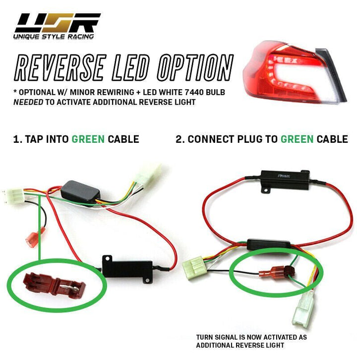 2015 - 2020 Subaru WRX JDM Style Dark Red Smoke Rear LED Tail Light Set
