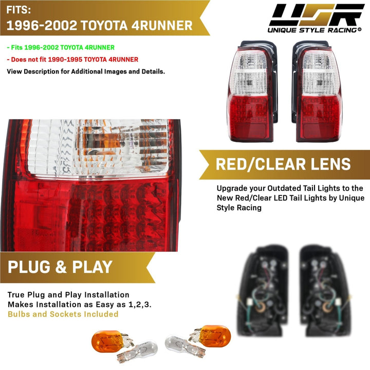 1996 - 2002 Toyota 4Runner LED Red/Clear or Black/Smoke Lens Tail Light