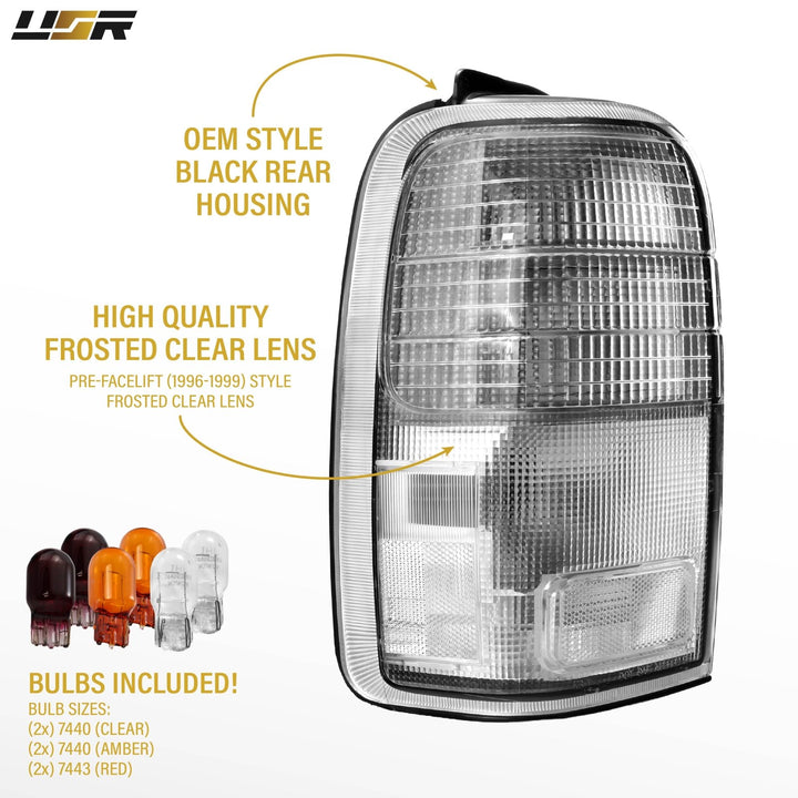 1996 - 2002 Toyota 4Runner Frosted Pre - Facelift Style Lens All Clear Tail Lights
