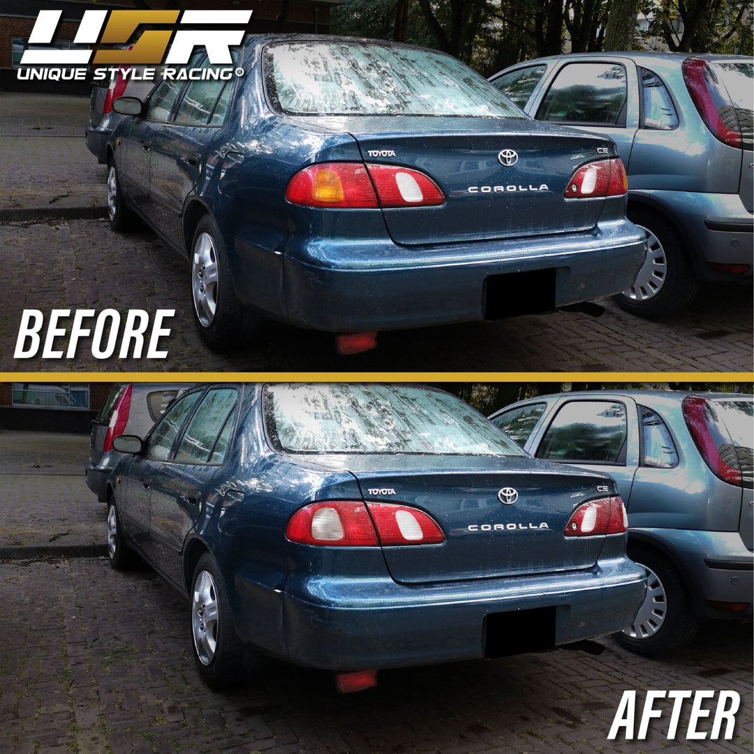 1998 - 2002 Toyota Corolla JDM Style Red / Clear Lens Tail Lights