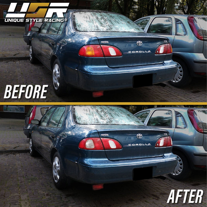 1998 - 2002 Toyota Corolla JDM Style Red / Clear Lens Tail Lights