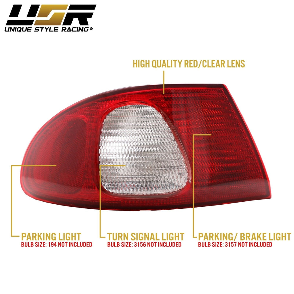 1998 - 2002 Toyota Corolla JDM Style Red / Clear Lens Tail Lights