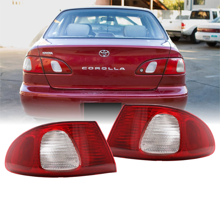 1998 - 2002 Toyota Corolla JDM Style Red / Clear Lens Tail Lights