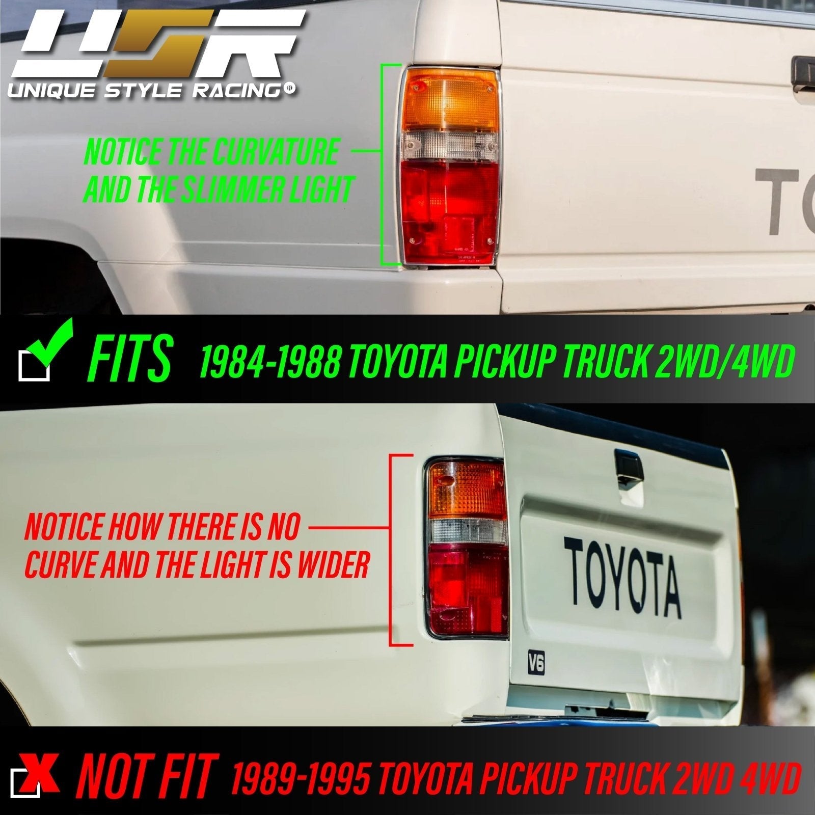 Pair Tail Light Lenses For 1984-1987 Toyota Pickup LN50/LN55 & 4Runner (2WD/4WD)