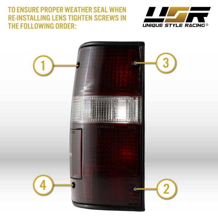 1989 - 1995 Toyota Pickup Truck 2WD & 4WD Red / Clear or Dark Red Smoke Lens Tail Lights