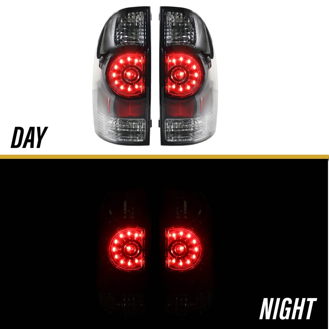 2005 - 2015 Toyota Tacoma Facelift Style Rear Clear Lens Black Housing LED Tail Lights
