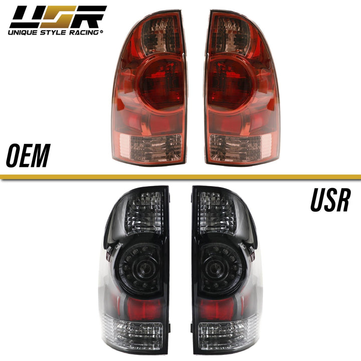 2005 - 2015 Toyota Tacoma Facelift Style Rear Clear Lens Black Housing LED Tail Lights