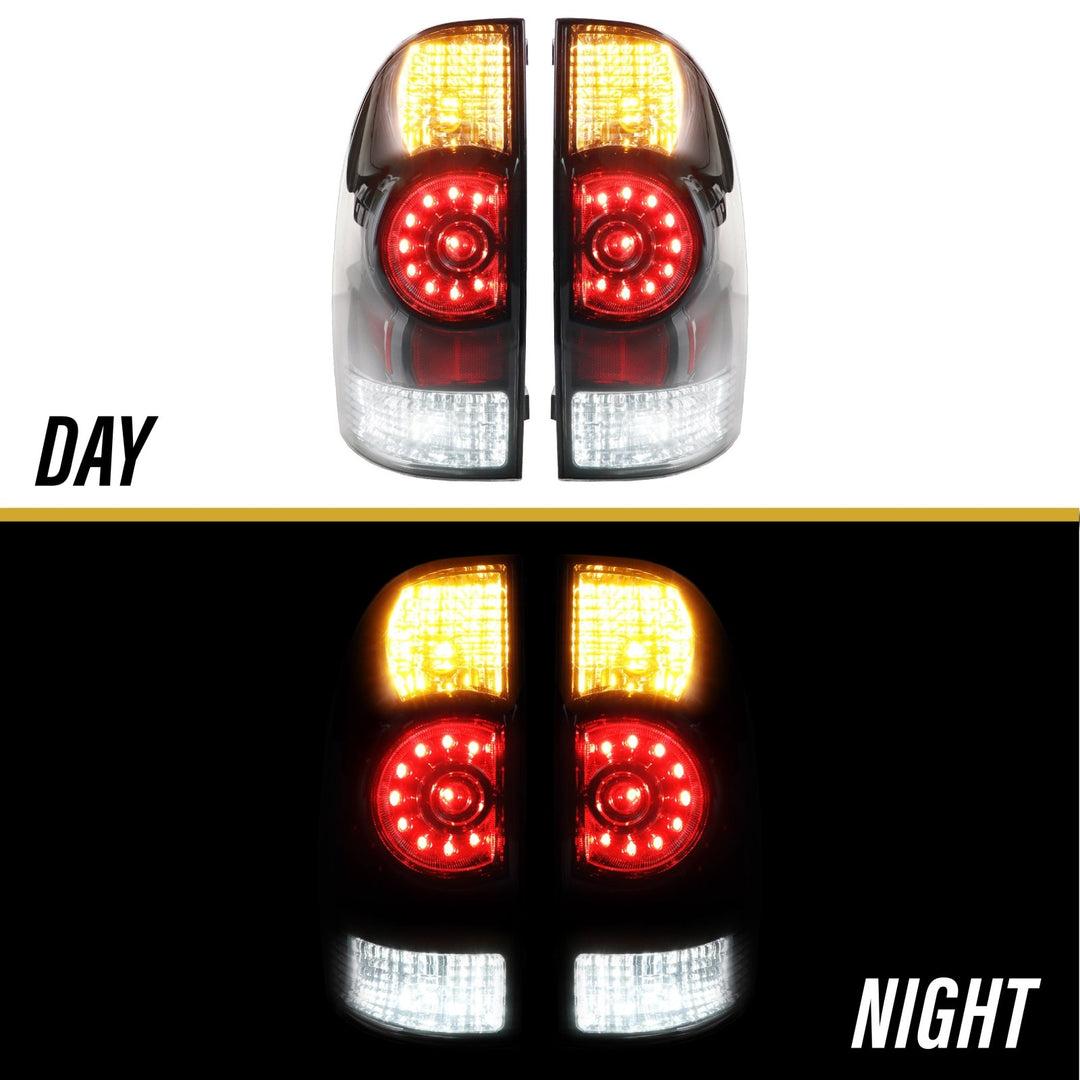 2005 - 2015 Toyota Tacoma Facelift Style Rear Clear Lens Black Housing LED Tail Lights
