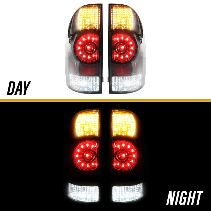 2005 - 2015 Toyota Tacoma Facelift Style Rear Clear Lens Black Housing LED Tail Lights