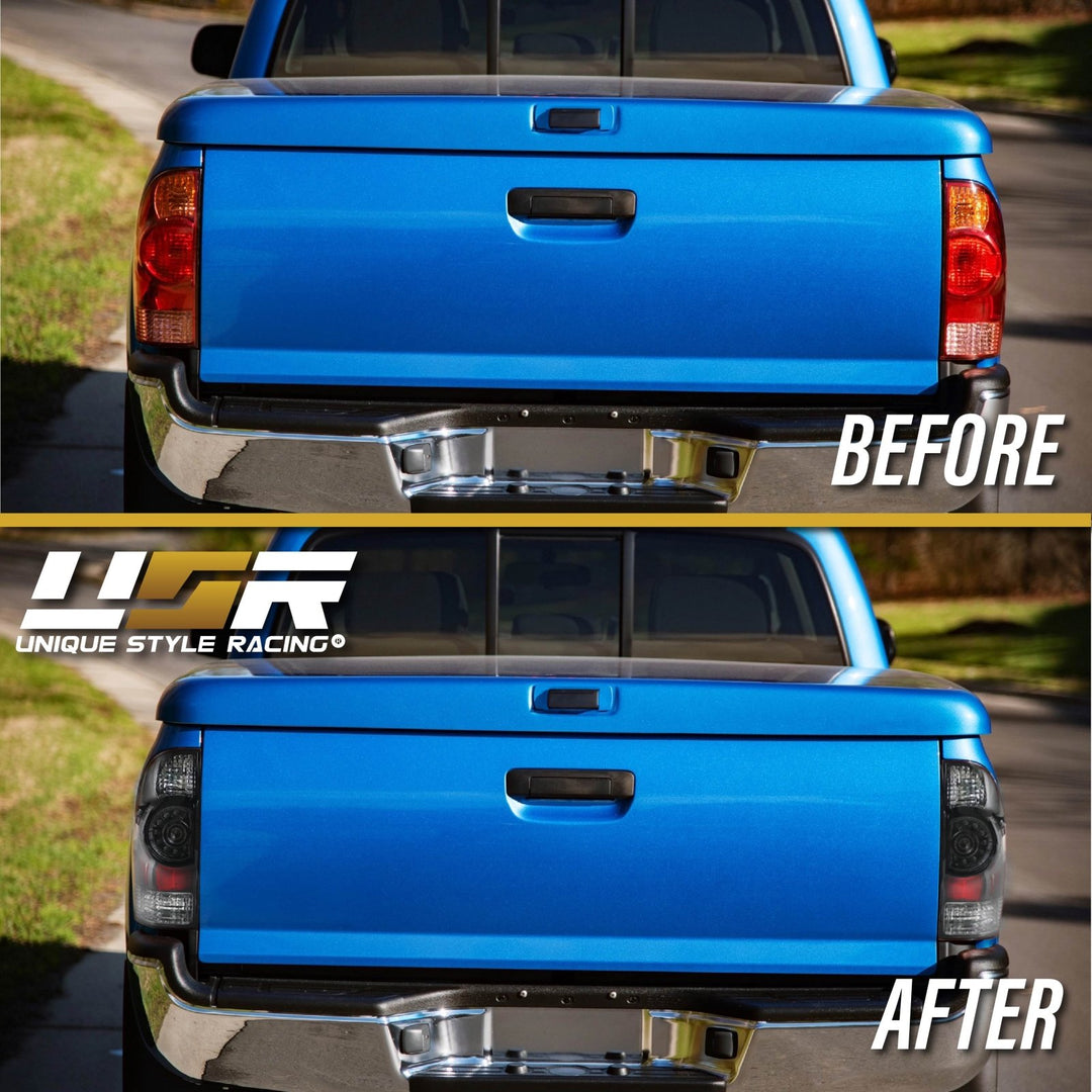 2005 - 2015 Toyota Tacoma Facelift Style Rear Clear Lens Black Housing LED Tail Lights