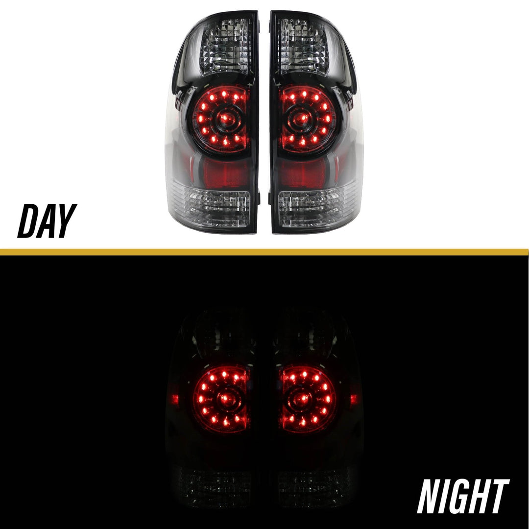 2005 - 2015 Toyota Tacoma Facelift Style Rear Clear Lens Black Housing LED Tail Lights