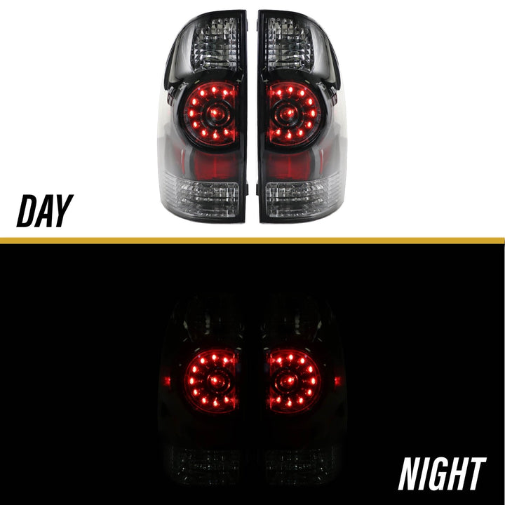 2005 - 2015 Toyota Tacoma Facelift Style Rear Clear Lens Black Housing LED Tail Lights