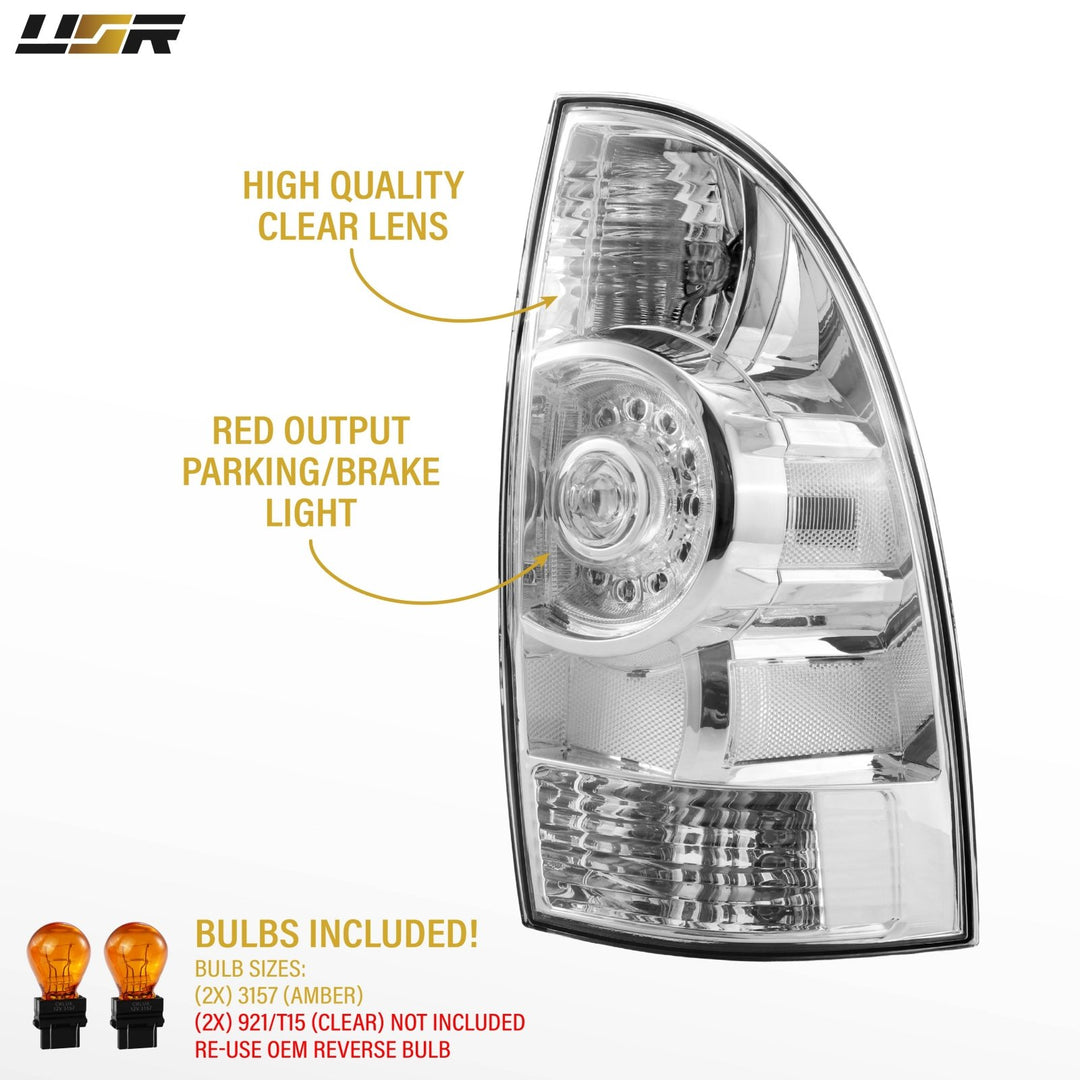 2005-2015 Toyota Tacoma All Clear Lens Full LED Tail Lights