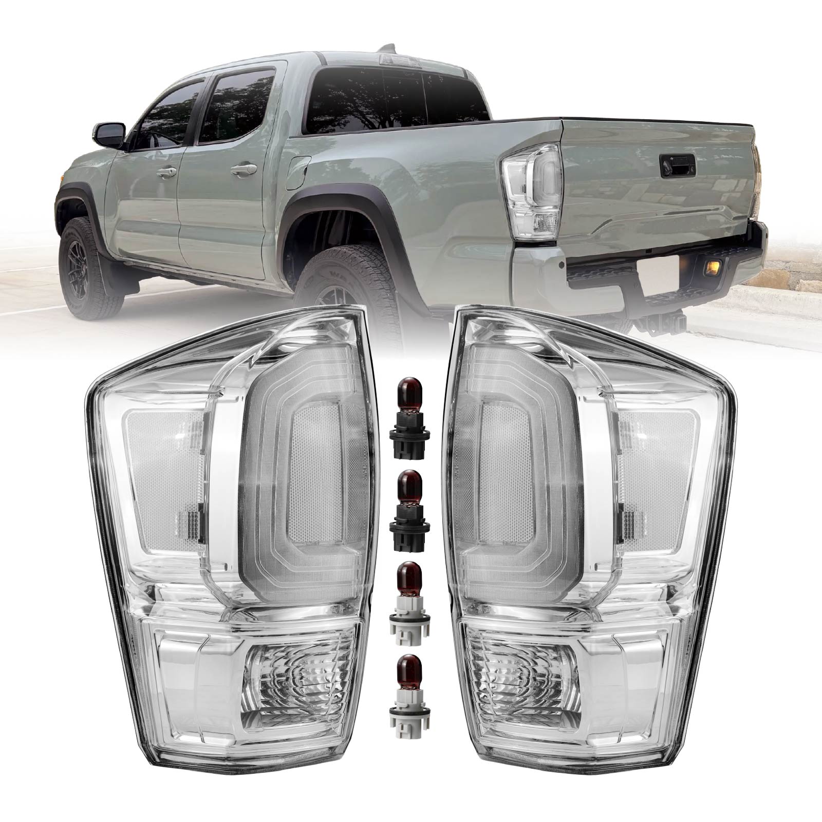 2016-2023 Toyota Tacoma All Clear Lens Tail Lights