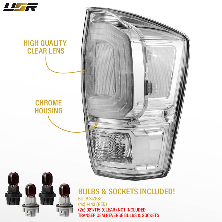 2016-2023 Toyota Tacoma All Clear Lens Tail Lights