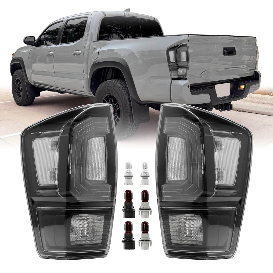 2016 2017 2018 2019 2020 2021 2022 2023 Toyota Tacoma Pickup Truck 3rd Generation JDM Style Black Housing All Clear Lens Tail Lights

#light-source_incandescent