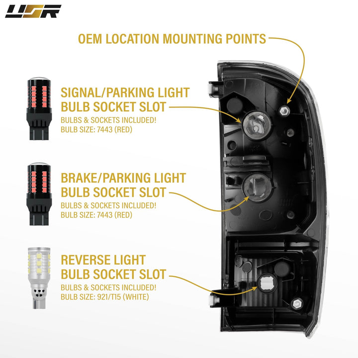 2016 2017 2018 2019 2020 2021 2022 2023 Toyota Tacoma Pickup Truck 3rd Generation JDM Style Black Housing All Clear Lens Tail Lights

#light-source_led