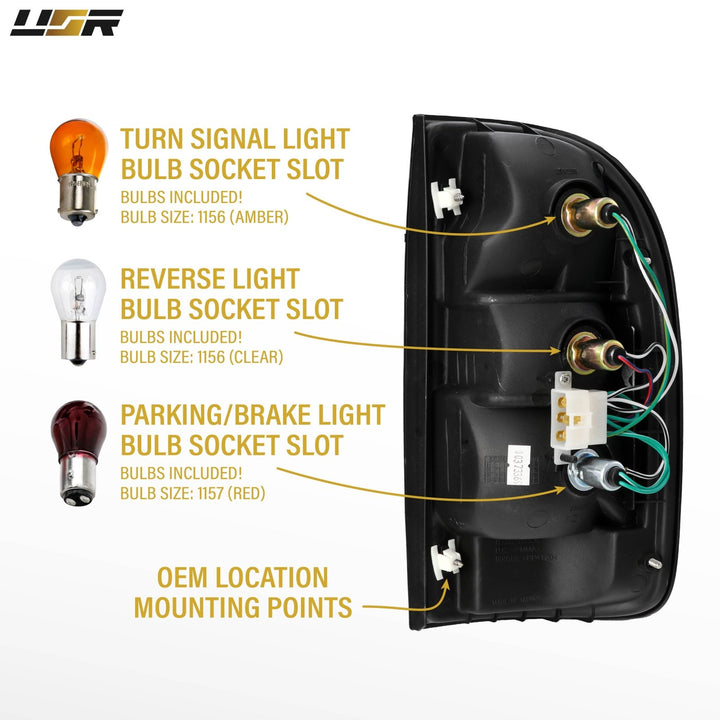 1995 1996 1997 1998 1999 2000 2001 2002 2003 2004 Toyota Tacoma Pickup Frosted All Clear Lens Tail Lights

#light-source_incandescent