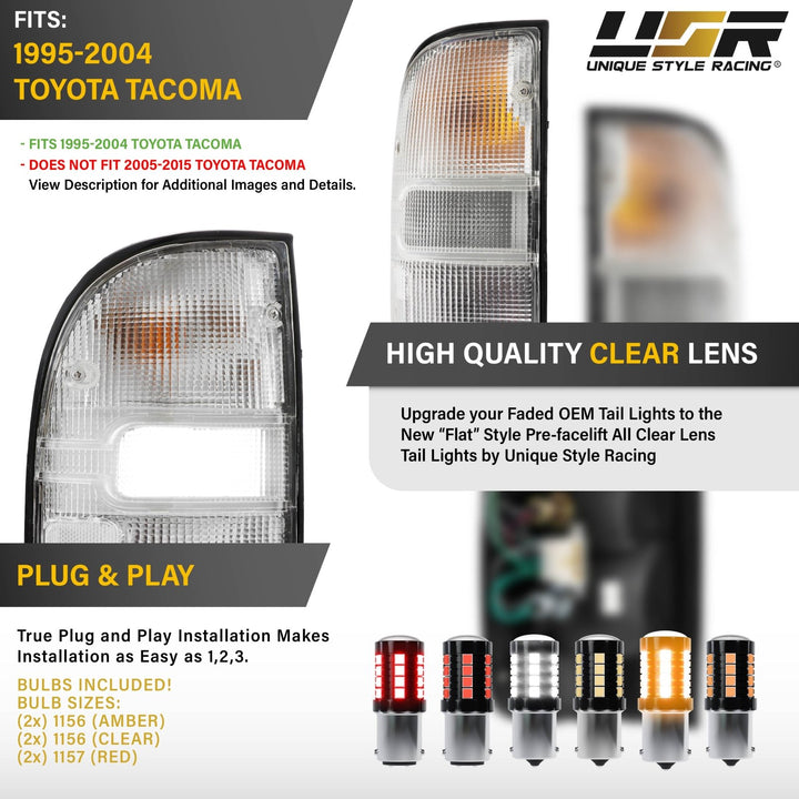 1995 1996 1997 1998 1999 2000 2001 2002 2003 2004 Toyota Tacoma Pickup Frosted All Clear Lens Tail Lights

#light-source_led