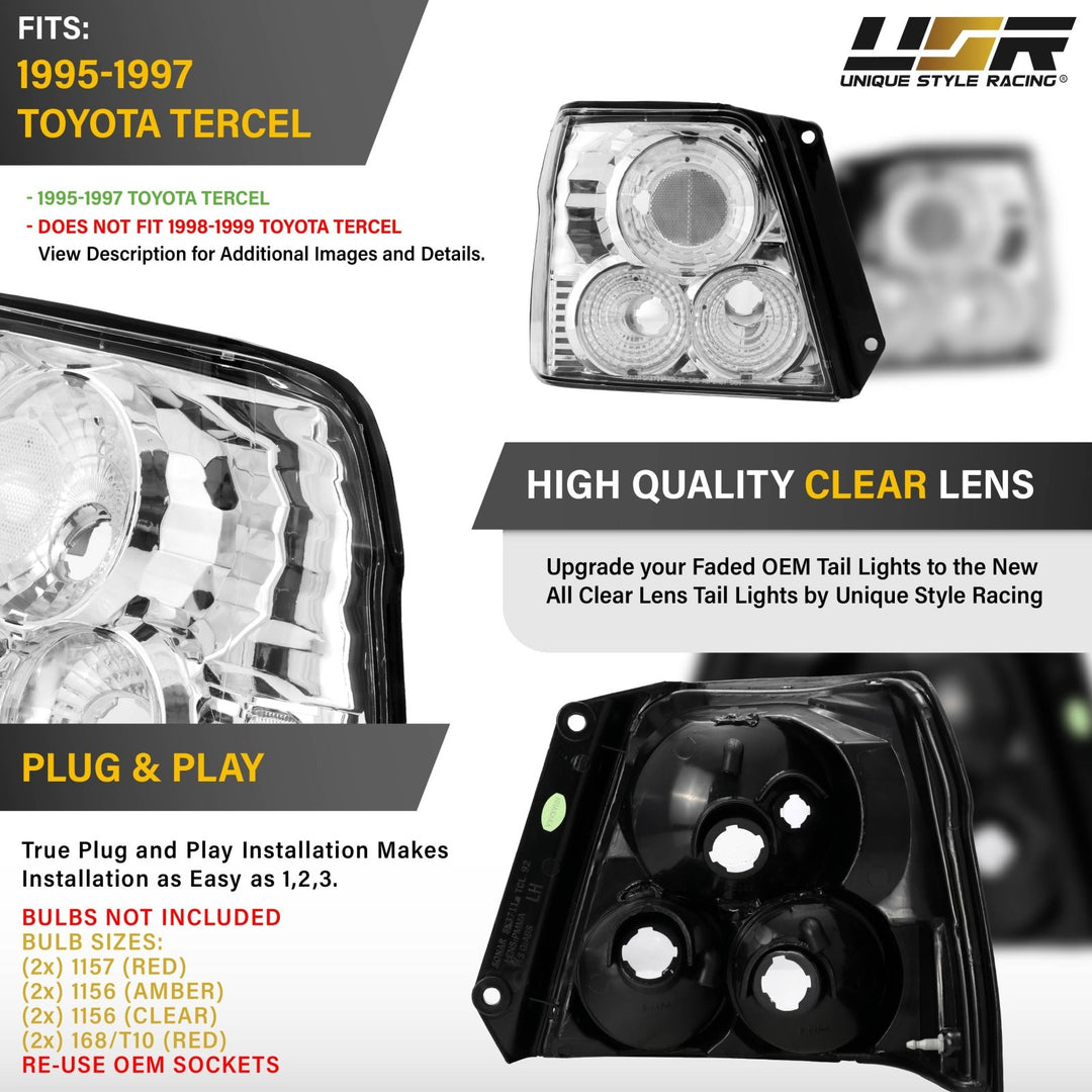 1995 1996 1997 Toyota Tercel All Clear Lens Tail Lights Cleared Alteza Style

#light-source_no-bulbs