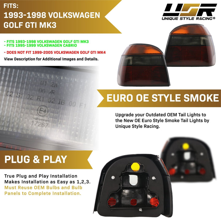 1993 - 1999 VW Golf / GTI Mk3 Cabriolet Euro E Code Tail Lights