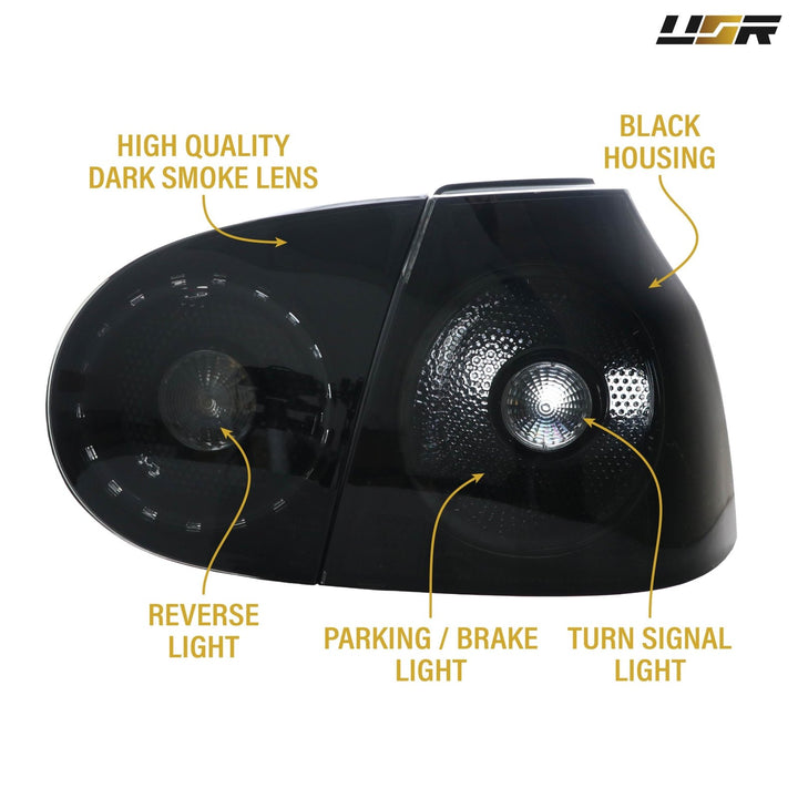 2006-2009 VW Golf 5 GTi R32 Rabbit Mk.5 V All Smoke 4 Piece Tail Lights