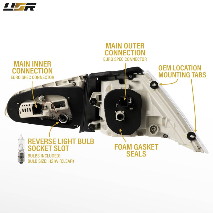 2015 - 2017 Volkswagen Golf GTI Euro Style All Clear Lens 4PC LED Tail Lights + Wire Adapter Harness