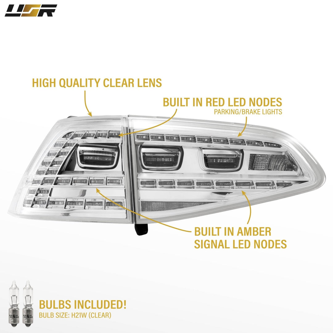 2015 - 2017 Volkswagen Golf GTI Euro Style All Clear Lens 4PC LED Tail Lights + Wire Adapter Harness