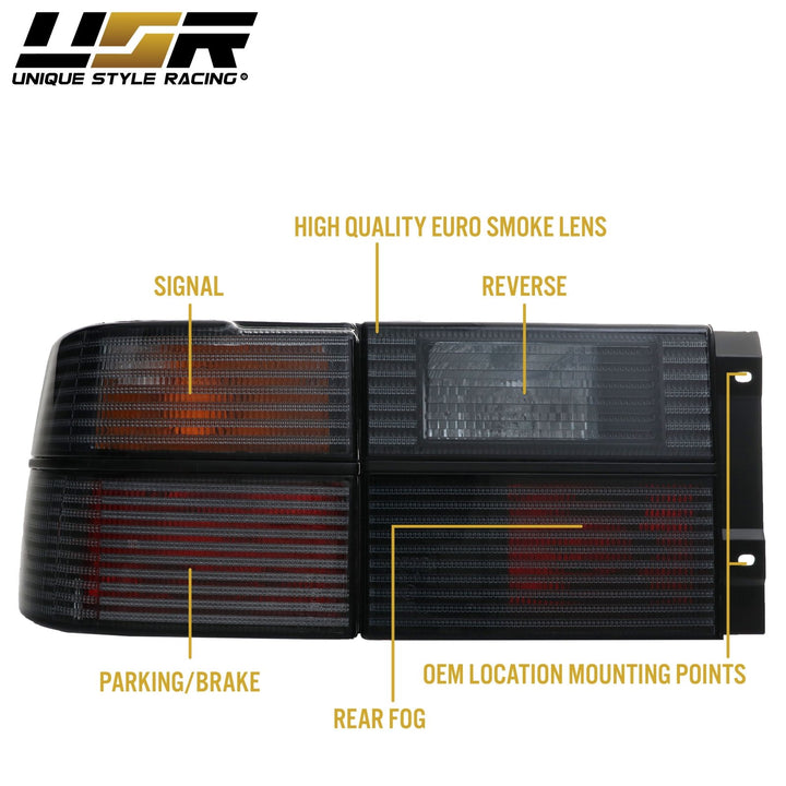 1993-1999 Volkswagen Jetta Mk.3 Euro Smoke Lens 4 Piece Tail Light