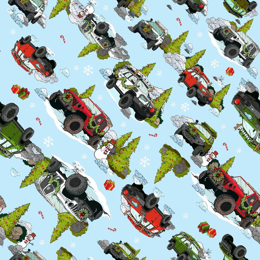 Off Road Series Christmas Themed Hand Drawn Gift Wrapping Paper