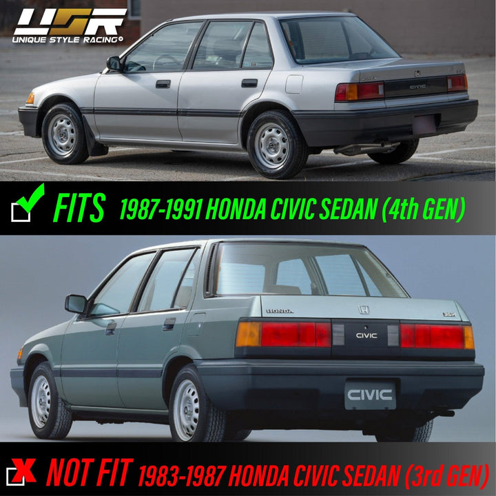 1988 - 1991 Honda Civic Sedan 6D Carbon Fiber Vinyl Wrap for Rear Trunk Center Panel