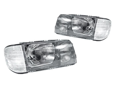 Unique Style Racing DEPO Lighting 1981-1991 Mercedes S Class W126 EURO GLASS Lens Headlight with Optional Corner Light Made by DEPO