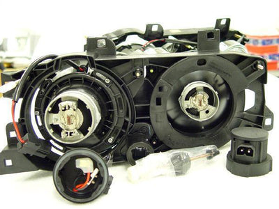 Unique Style Racing DEPO Lighting 1989-1996 BMW E34 5 Series / E32 7 Series DEPO Euro Smiley GLASS Lens Projector Headlight