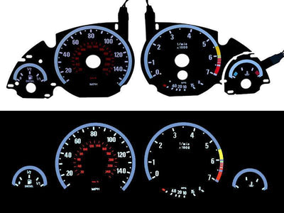 Unique Style Racing Unique Style Racing Interior Accessories 1997-2003 BMW E39 NON-M5 5 Series / 1995-2001 BMW E38 7 Series / 2000-2006 BMW E53 X5 - E92 M3 Style Glow Gauge Face Overlay Set