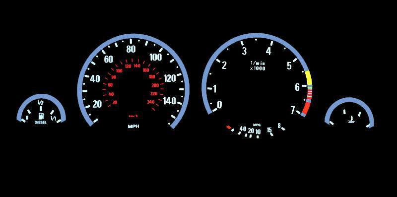 Unique Style Racing Unique Style Racing Interior Accessories 1997-2003 BMW E39 NON-M5 5 Series / 1995-2001 BMW E38 7 Series / 2000-2006 BMW E53 X5 - E92 M3 Style Glow Gauge Face Overlay Set