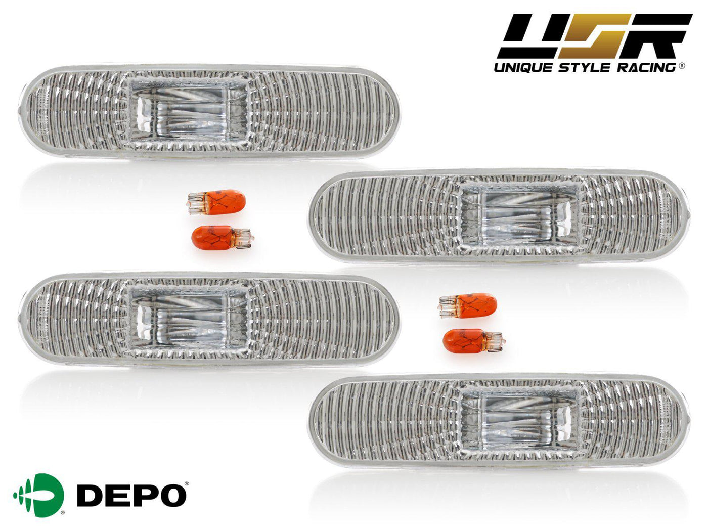Unique Style Racing DEPO Lighting 2002-2005 Honda Civic SI EP3 / EP 3DR Clear or Smoke Front / Rear Bumper Side Marker Lights - Made by DEPO