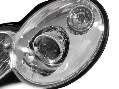 Unique Style Racing DEPO Lighting 2002-2005 Mercedes C Class W203 2D Sport Coupe Chrome OR Black AMG Style Projector Headlight Made by DEPO