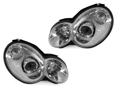 Unique Style Racing DEPO Lighting 2002-2005 Mercedes C Class W203 2D Sport Coupe Chrome OR Black AMG Style Projector Headlight Made by DEPO