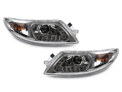 Unique Style Racing DEPO Lighting 2002-2019 International Truck / 2002-2019 International Durastar / Transtar White LED Strip Chrome or Black Projector Headlights