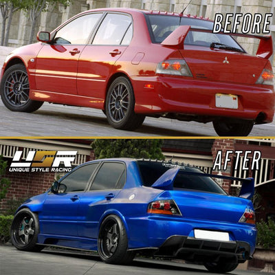 Unique Style Racing DEPO Lighting 2003-2006 Mitsubishi Lancer Evolution EVO 8/9 JDM Style Black OR Gunmetal Housing Tail Light - Made by DEPO